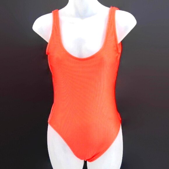 Vintage 80s Paradise Beach Club Red Swimsuit US 10 High Thigh Low Back Mervyns - Picture 1 of 9